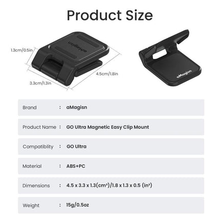 For Insta360 GO Ultra Magnetic Easy Clip AMagisn Mount 180-Degree Adjustable Angle For Flexible POV Shooting