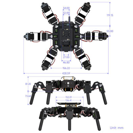 WAVESHARE Self-Balancing Controlled Bionic Hexapod Robot ESP32 Open Source