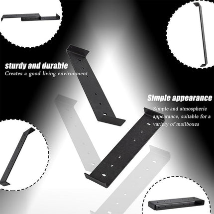 Heavy Iron Mailbox Mounting Bracket Supports Large Mailboxes Up To 8-Inch Wide, 200x50x17mm