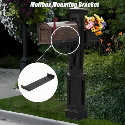 Heavy Iron Mailbox Mounting Bracket Supports Large Mailboxes Up To 8-Inch Wide, 200x50x17mm