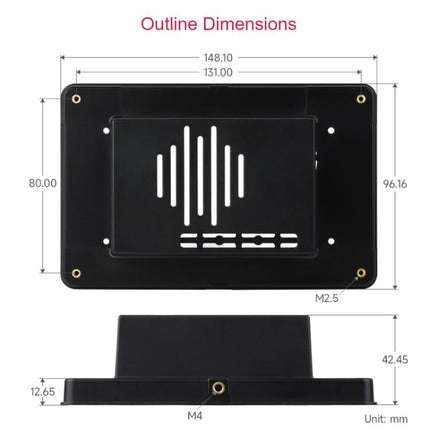 WAVESHARE 5-Inch Touchscreen Display Second-Generation Casing For Raspberry Pi 5, 5-Inch Case Only