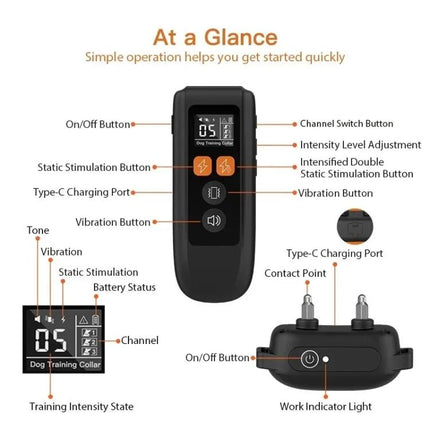 T740 Rechargeable Remote Dog Training Collar IP67 Waterproof  Pet Trainer, T740