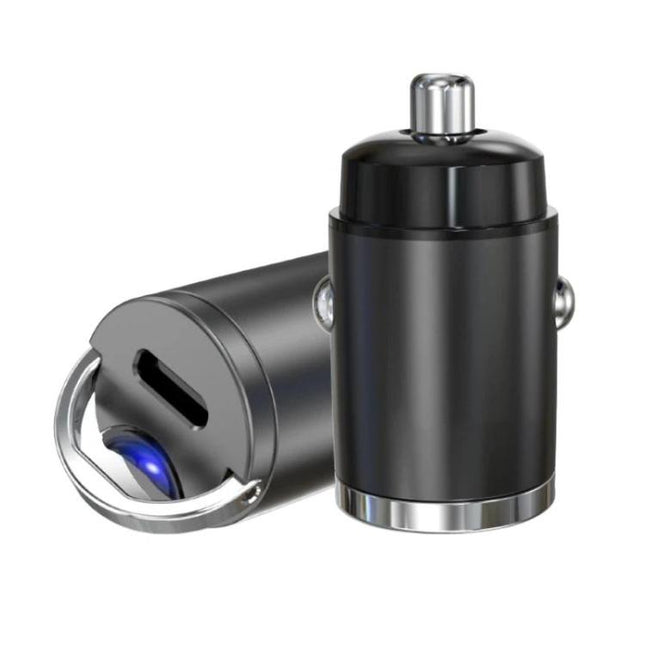 Mini Car Charger With Single Type-C Pull Ring For Cars Motorcycles, PD30W