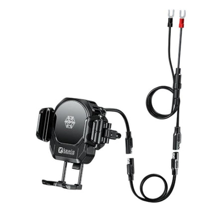 Kewig M33 Pro Shock-Absorbing Heat-Dissipating Wireless Charging Phone Mount Motorcycle Fan Cooling Anti-Shake Stand, Handlebar, Rearview Mirror, Rearview Mirror Stem, M8/M10 Screw, Front Fork Mount, Strong Clamp