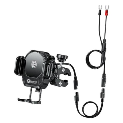 Kewig M33 Pro Shock-Absorbing Heat-Dissipating Wireless Charging Phone Mount Motorcycle Fan Cooling Anti-Shake Stand, Handlebar, Rearview Mirror, Rearview Mirror Stem, M8/M10 Screw, Front Fork Mount, Strong Clamp