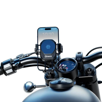 Kewig M33 Pro Shock-Absorbing Heat-Dissipating Wireless Charging Phone Mount Motorcycle Fan Cooling Anti-Shake Stand, Handlebar, Rearview Mirror, Rearview Mirror Stem, M8/M10 Screw, Front Fork Mount, Strong Clamp