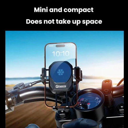 Kewig M33 Pro Shock-Absorbing Heat-Dissipating Wireless Charging Phone Mount Motorcycle Fan Cooling Anti-Shake Stand, Handlebar, Rearview Mirror, Rearview Mirror Stem, M8/M10 Screw, Front Fork Mount, Strong Clamp