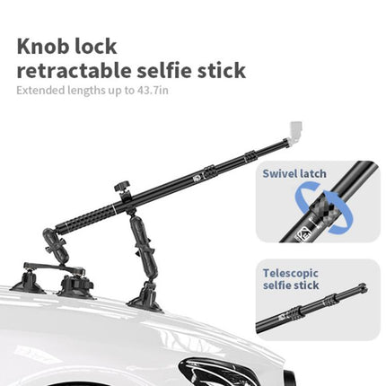 Kewig QG-11 Sports Camera Extended Suction Cup Selfie Stick Car Roof Fixed Shooting Bracket