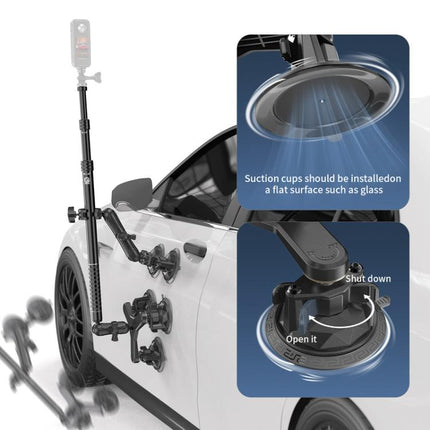 Kewig QG-11 Sports Camera Extended Suction Cup Selfie Stick Car Roof Fixed Shooting Bracket