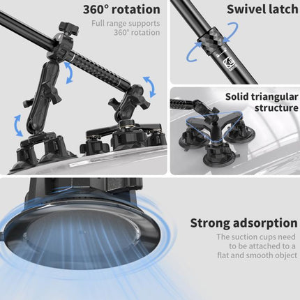 Kewig QG-11 Sports Camera Extended Suction Cup Selfie Stick Car Roof Fixed Shooting Bracket