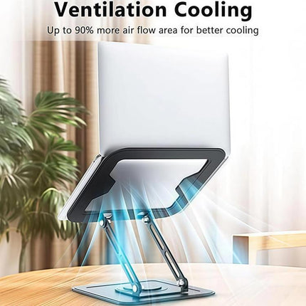360 Degree Rotating Foldable Height Adjustable Ventilated Metal Computer Stand, NH-02Pro