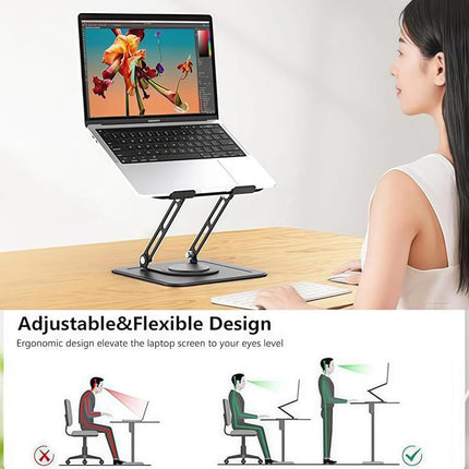 360 Degree Rotating Foldable Height Adjustable Ventilated Metal Computer Stand, NH-02Pro