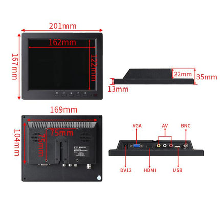 Industrial Grade IPS Microscope Monitor, US Plug, 8 Inch with 25mm Mounting Bar, 8 Inch with 32mm Mounting Bar, 10 Inch with 25mm Mounting Bar, 10 Inch with 32mm Mounting Bar, 11.6 Inch with 25mm Mounting Bar, 11.6 Inch with 32mm Mounting Bar          ...