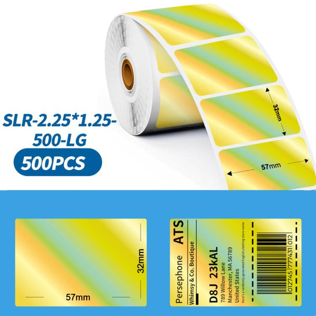 Phomemo 2.25 X 1.25 Inch Adhesive Labels For PM241-BT/PM246S/D520-BT Printer, 500pcs Laser Silver, 500pcs Laser Gold, 1000pcs White, 1000pcs Yellow, 1000pcs Pink