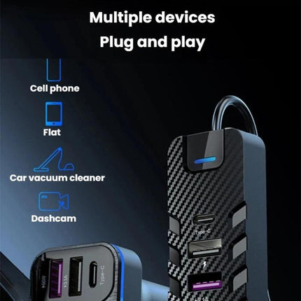 YQ2 6-Port Multi-Function Car Phone Charger 66W Fast Charging Car Charger With Cable, YQ2