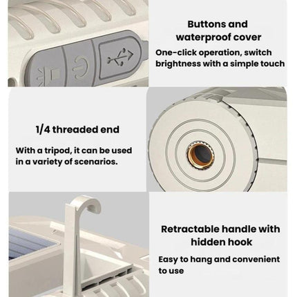 WUSHANG WS-HD52 Portable Foldable Solar String Light With Battery Indicator Multi-Level Dimmable Camping Lantern