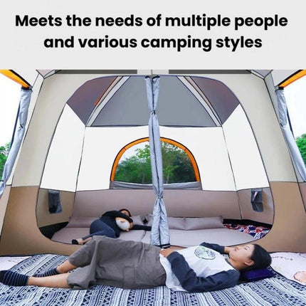 GRASS FUN Portable Folding Sun & Rain Shelter Tent 2 Bedroom 1 Living Room Outdoor Camping Tent, For 4-6 People, For 5-8 People