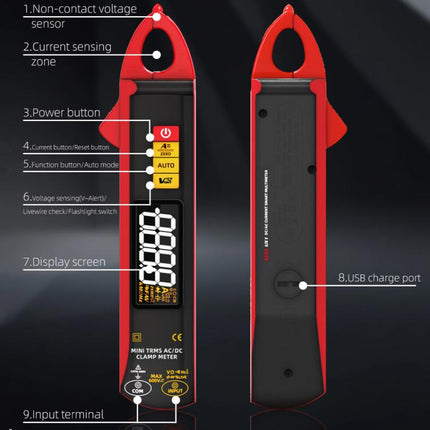 High Precision Smart Clamp Meter AC/DC 100A 6000-Count Multimeter, UX1