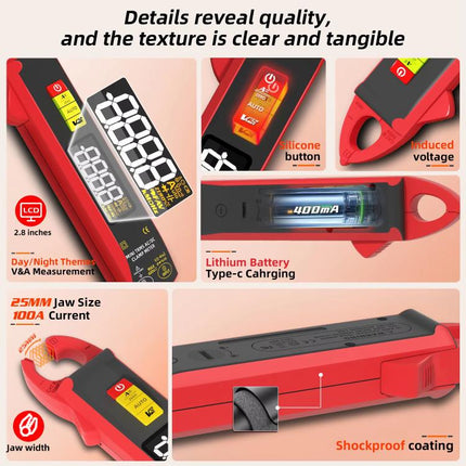 High Precision Smart Clamp Meter AC/DC 100A 6000-Count Multimeter, UX1