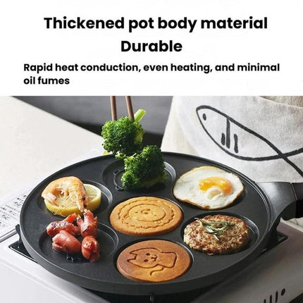 7-Cup Non-Stick Breakfast Burger Pan Household Flat Bottom Egg Frying Pan, Smooth Finish Gas, Waffle Gas, Smooth Finish General, Waffle General