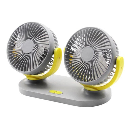 Rundong R-8037 USB Portable High Wind Car Dual-Head Fan Quiet Desk Fan For Office & Desktop