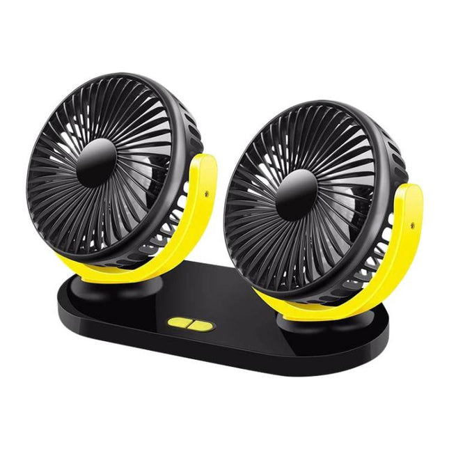 Rundong R-8037 USB Portable High Wind Car Dual-Head Fan Quiet Desk Fan For Office & Desktop