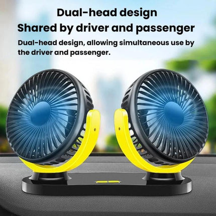Rundong R-8037 USB Portable High Wind Car Dual-Head Fan Quiet Desk Fan For Office & Desktop
