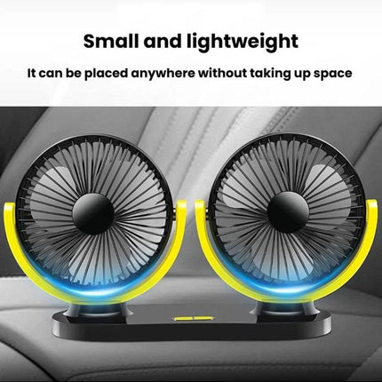 Rundong R-8037 USB Portable High Wind Car Dual-Head Fan Quiet Desk Fan For Office & Desktop