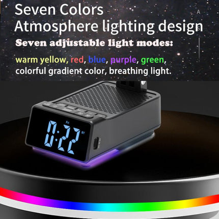 3 in 1 Desktop Folding Adjustable Phone Stand with Bluetooth Speaker Alarm Clock, F30