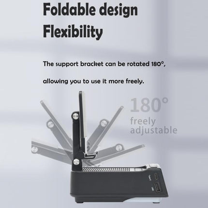 3 in 1 Desktop Folding Adjustable Phone Stand with Bluetooth Speaker Alarm Clock, F30