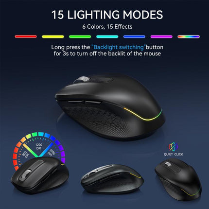 Wireless Keyboard and Mouse Set with Phone/Tablet Slot RGB Backlit Rechargeable Keyboard Mouse Combo, 2.4G Single Mode, 2.4G & Bluetooth