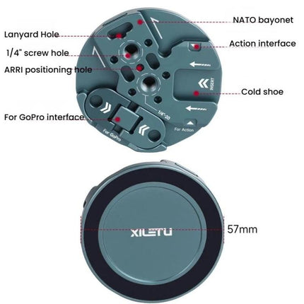 XILETU All-In-One Magnetic Phone Mount With 1/4-Inch Screw, Action, Cold Shoe, NATO Interfaces, MI-1, MI-1+XJ-28 Bracket, MI-1+MC-22S Gimbal+XT-18S Tripod