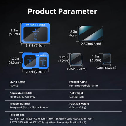 For Insta360 Ace Pro 2 Flymile Tempered Glass Screen Protector