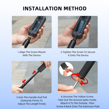 For DJI Osmo Pocket 3 / Action 6 / Insta360 X5 BRDRC Telescopic Extension Pole Selfie Stick