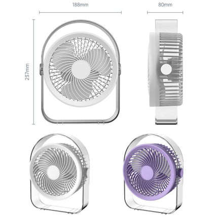 Dormitory Outdoor Desktop Night Light Silent Fan With Night Light, White Direct Plug, Purple Direct Plug, White Rechargeable, Purple Rechargeable
