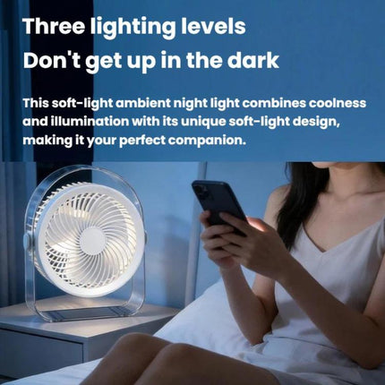 Dormitory Outdoor Desktop Night Light Silent Fan With Night Light, White Direct Plug, Purple Direct Plug, White Rechargeable, Purple Rechargeable