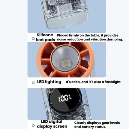 S8 High-Speed Ice Cooling Fan Digital Display Quiet Handheld Fan
