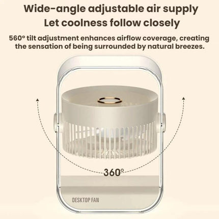 USB Rechargeable Desktop High-Power Fan With Night Light
