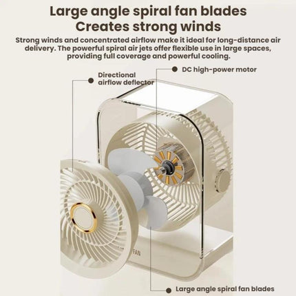 USB Rechargeable Desktop High-Power Fan With Night Light