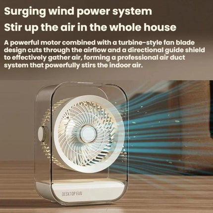 USB Rechargeable Desktop High-Power Fan With Night Light