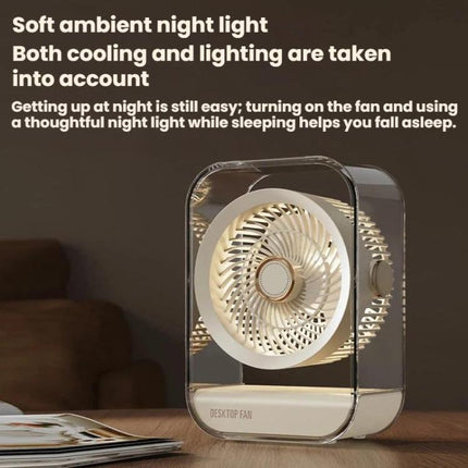 USB Rechargeable Desktop High-Power Fan With Night Light