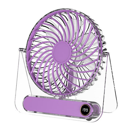 JP-08 Ultra-Thin Desktop Mini Fan Quiet Transparent Digital Display Fan For Office Desk