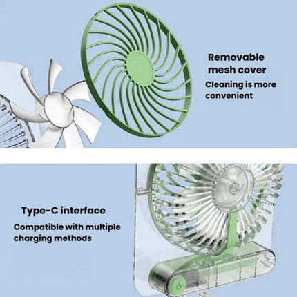 JP-08 Ultra-Thin Desktop Mini Fan Quiet Transparent Digital Display Fan For Office Desk