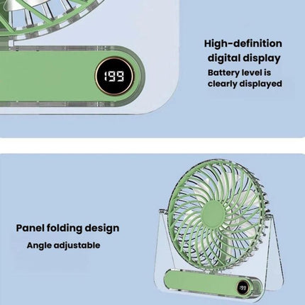 JP-08 Ultra-Thin Desktop Mini Fan Quiet Transparent Digital Display Fan For Office Desk