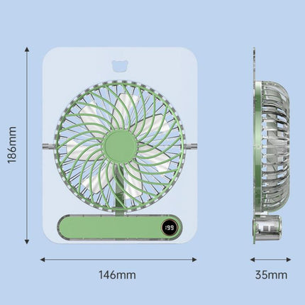 JP-08 Ultra-Thin Desktop Mini Fan Quiet Transparent Digital Display Fan For Office Desk