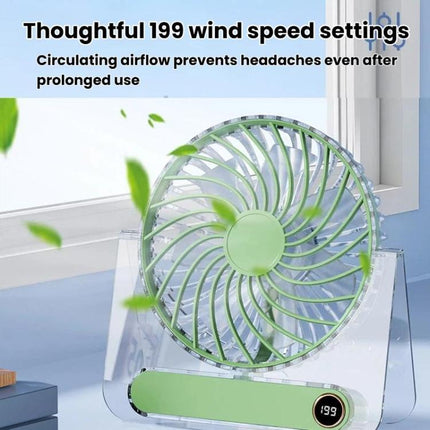 JP-08 Ultra-Thin Desktop Mini Fan Quiet Transparent Digital Display Fan For Office Desk