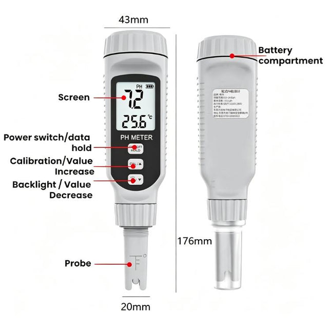 SMART SENSOR Aquarium Digital Display Pen Type Water PH Tester, PH808S