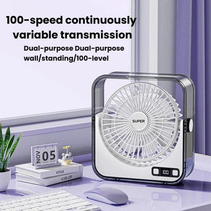 F2 Desktop Quiet Fan With 100-Speed Stepless Speed Control Smart Digital Display Fan With Light