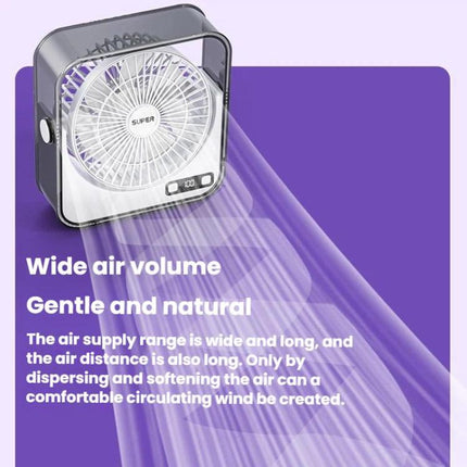 F2 Desktop Quiet Fan With 100-Speed Stepless Speed Control Smart Digital Display Fan With Light