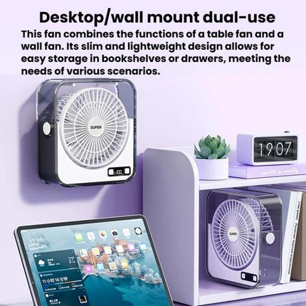 F2 Desktop Quiet Fan With 100-Speed Stepless Speed Control Smart Digital Display Fan With Light